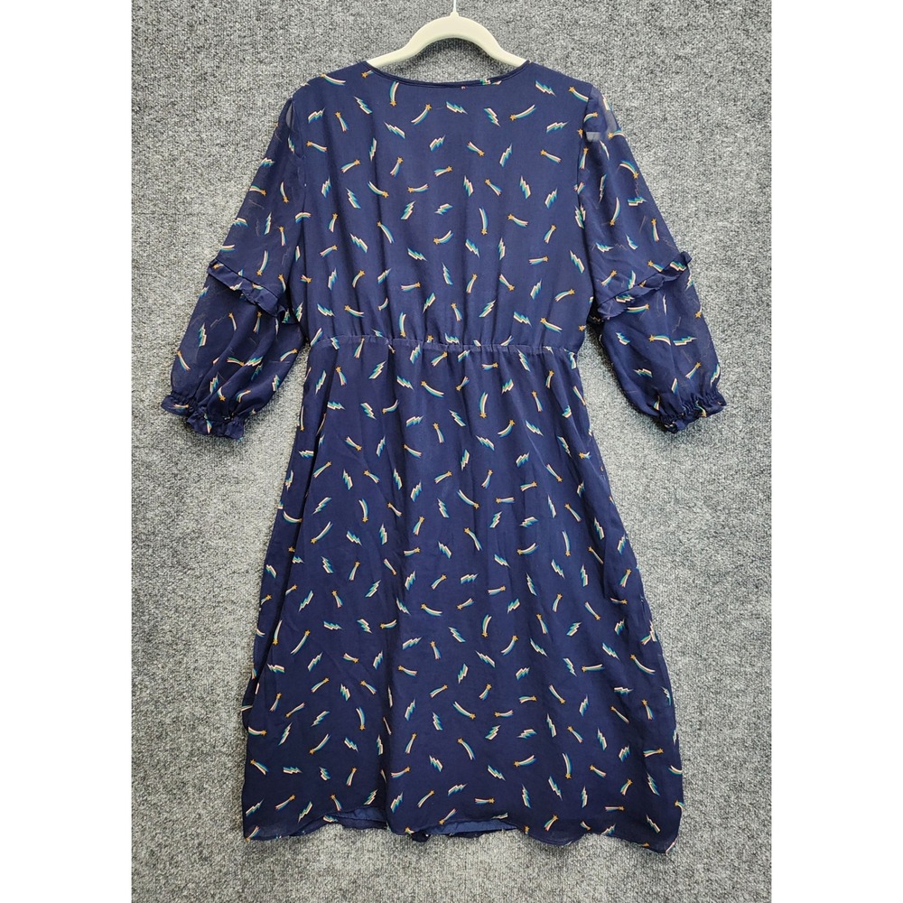 Boden Shooting Star Rainbow Lightning Tassel Ruffle Boho Midi Dress US 6R - Picture 7 of 8